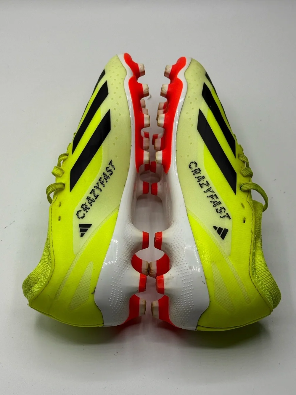 adidas Kids Neon Yellow Soccer Sneakers with Black Stripes